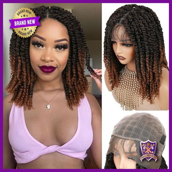 Full Lace Short Passion Twist Wig Knotless Braided Synthetic Hair main image 6